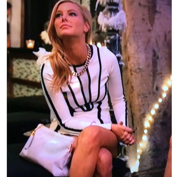 💥SHOWSTOPPER!💥Colorblock Bodycon Trimmed Mini Dress in Ivory & Black - Picture 6 of 16